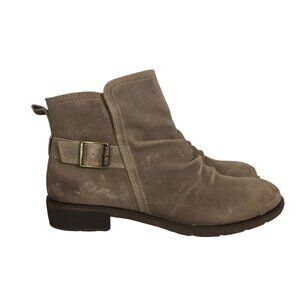SOFFT Womens Tan Leather Ankle Boots 9M/40.5 Side Zipper & Buckle Detail